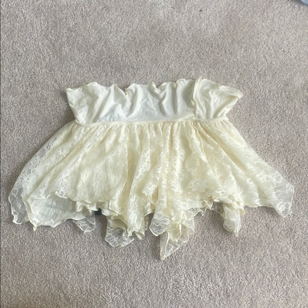 Current Mood Ivory Strapless Lace Skirt
